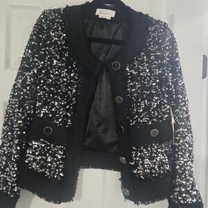 Anthropologie Black Sequin Blazer